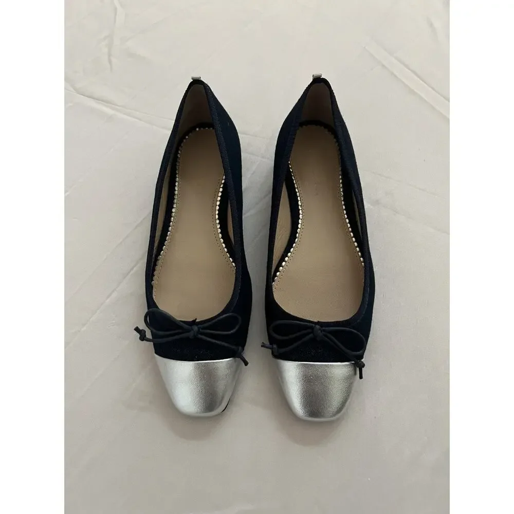 Boden Blue Denim Cap Top Ballet Flats Women's Size 6